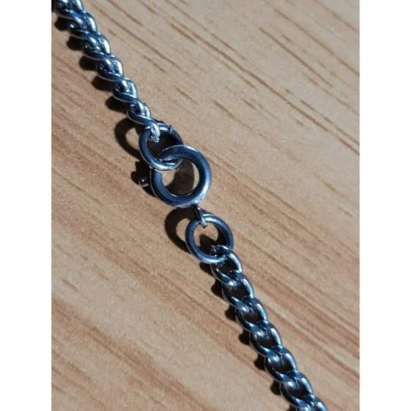 Silver Tone Faux Turquoise Pendant on 24" Chain Women Teen Casual Gift AUG-nk4 - Picture 5 of 5